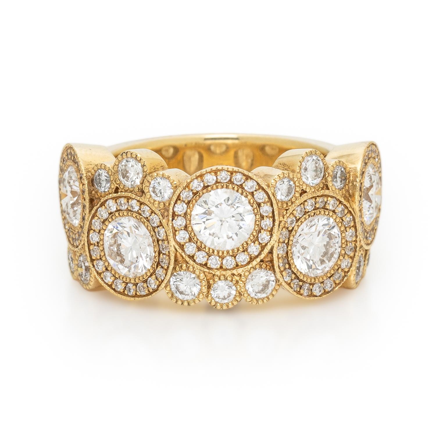 RAHAMINOV, YELLOW GOLD AND DIAMOND 'BUBBLE' RING