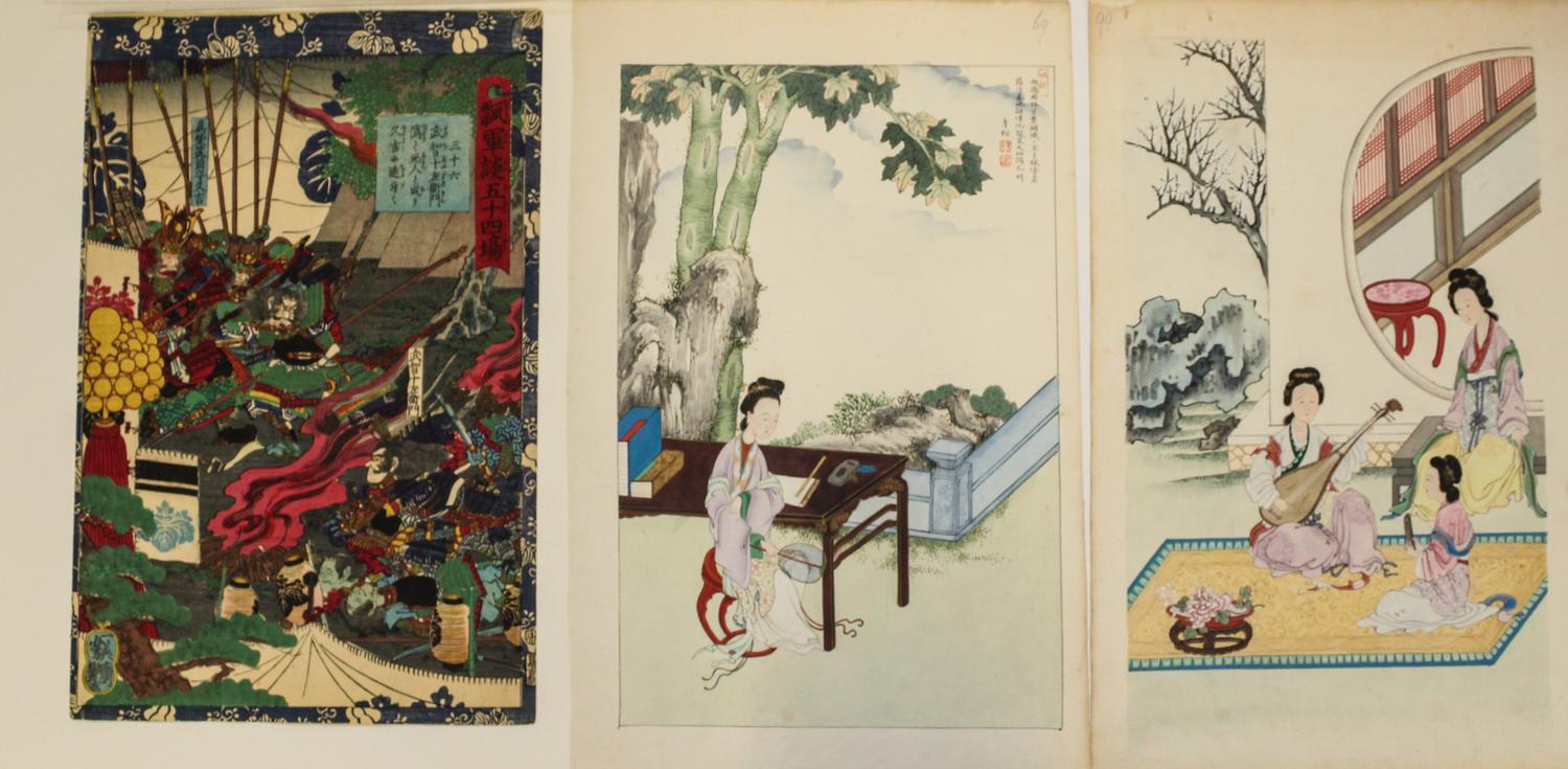 A Group of Five Japanese Woodblock Prints Largest 14 1/4 x 9 1/2 inches.