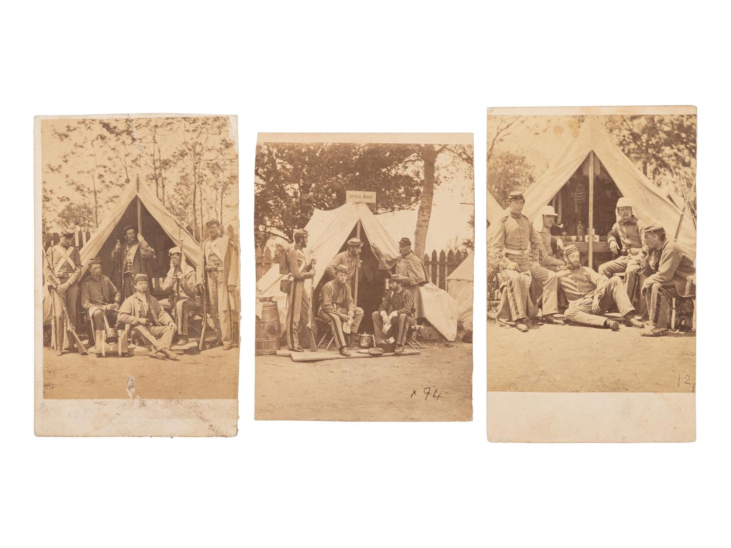 [CIVIL WAR]. A group of 8 photographs of the 7th New York State Militia at Camp Cameron. April-June, 1861.