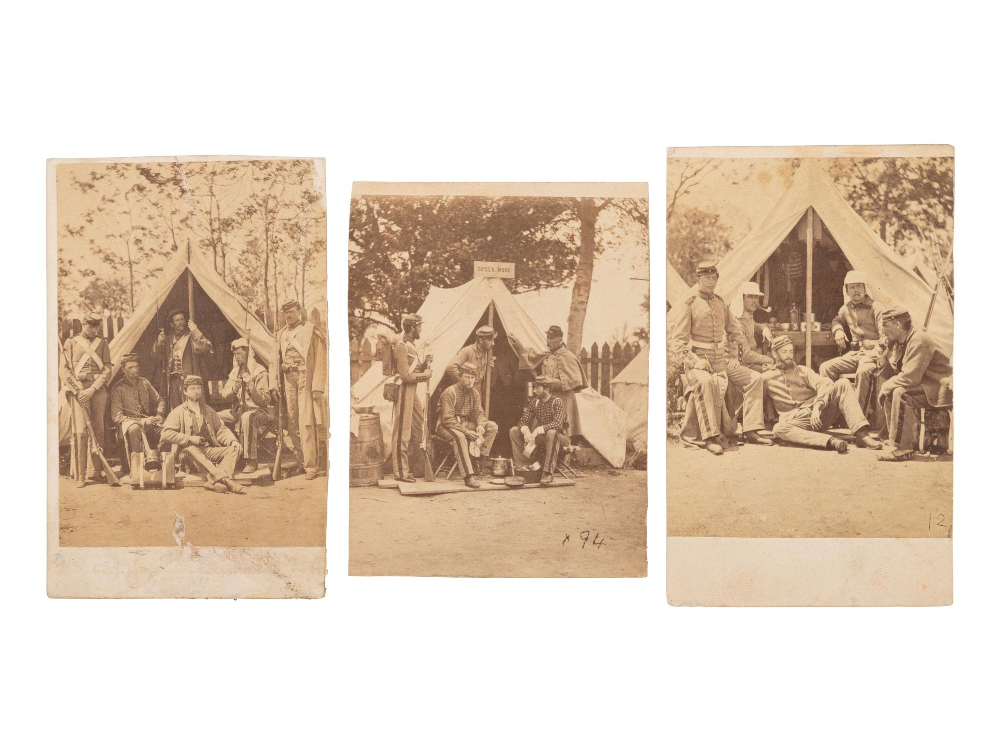 [CIVIL WAR]. A group of 8 photographs of the 7th New York State Militia at Camp Cameron. April-June, 1861.