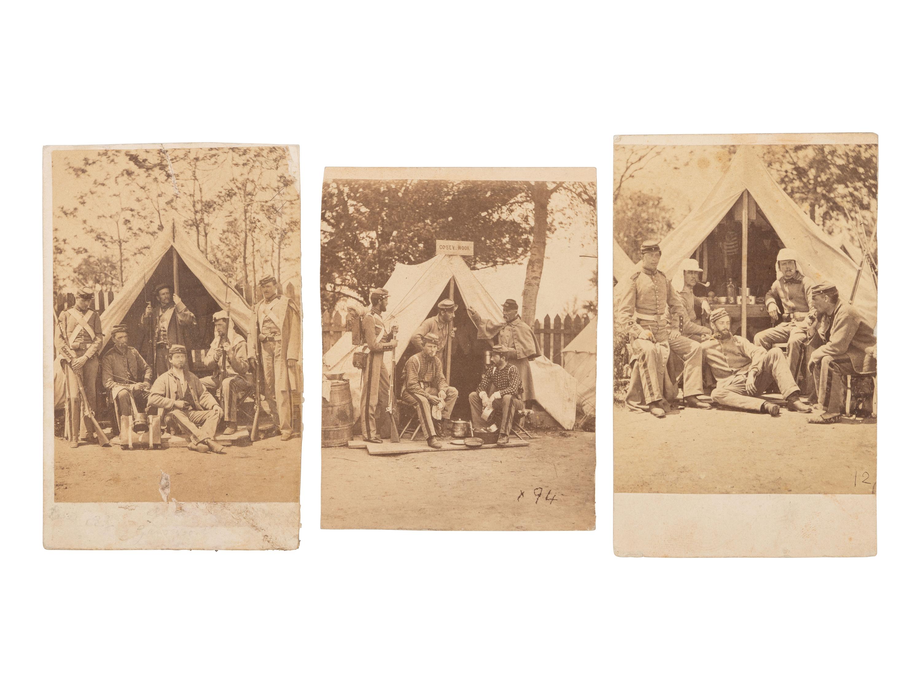 [CIVIL WAR]. A group of 8 photographs of the 7th New York State Militia at Camp Cameron. April-June, 1861.