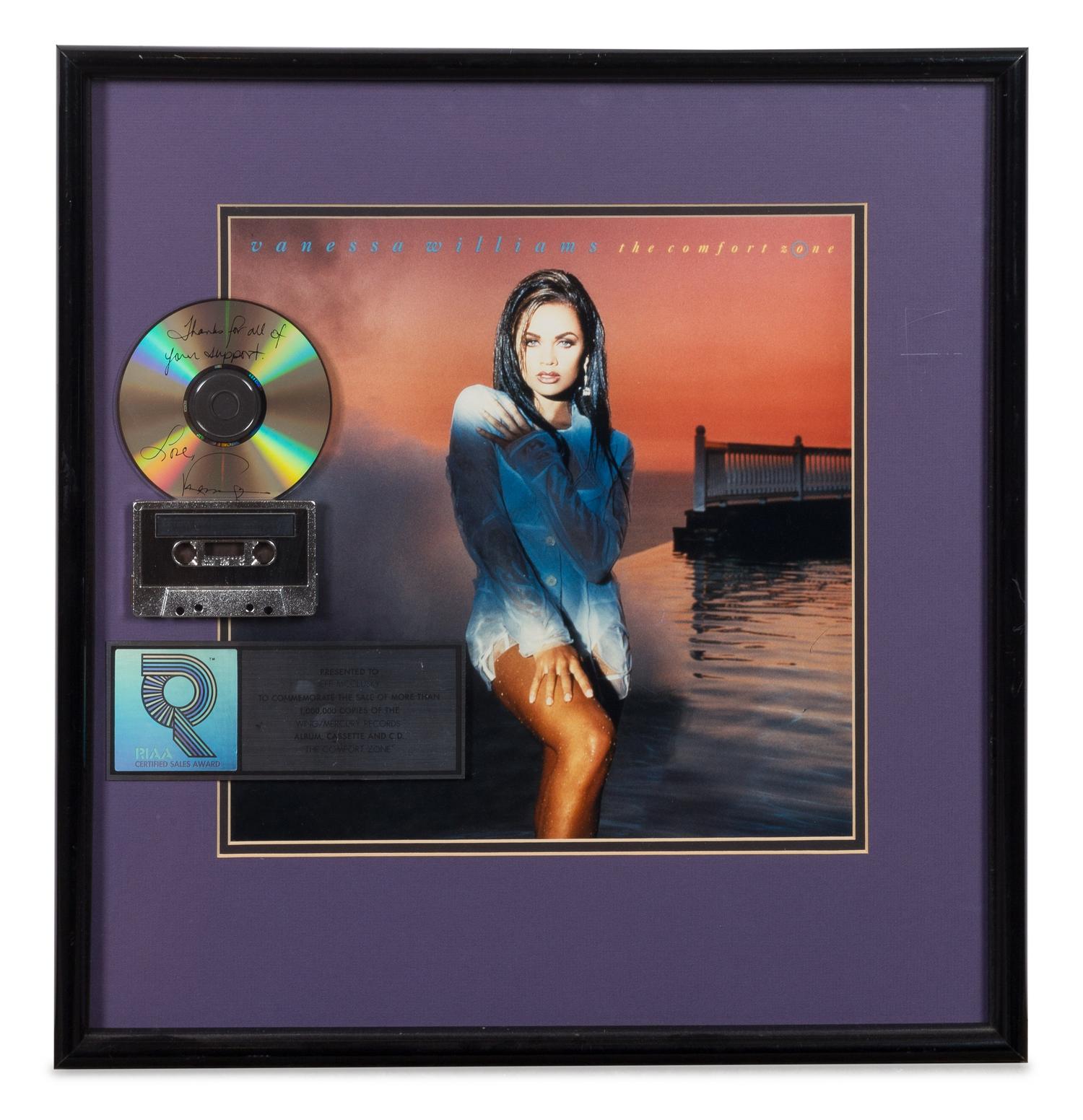 A Vanessa WIlliams: The Comfort Zone RIAA Certified Platinum Presentation Album 22 x 21 inches.