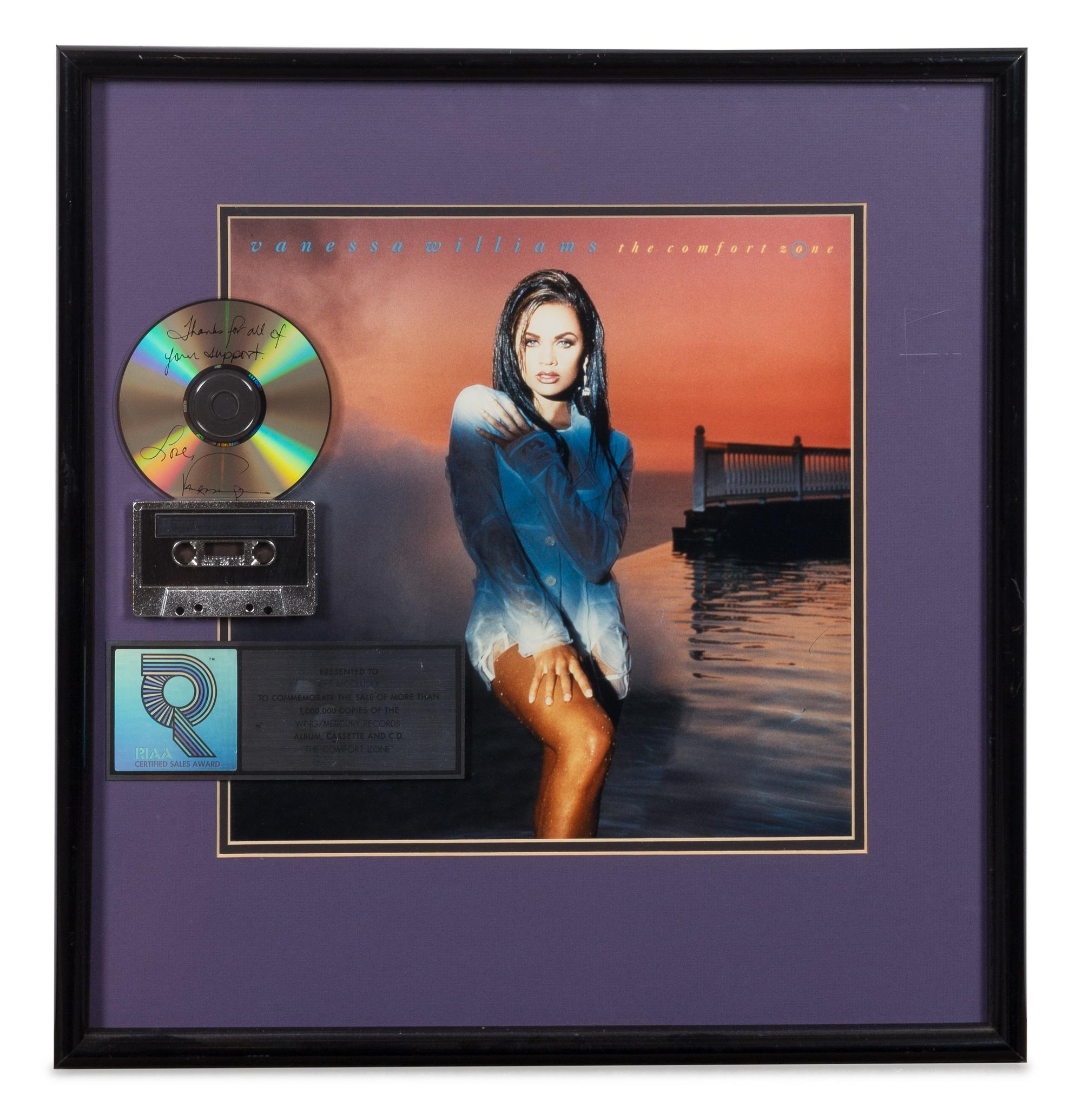 A Vanessa WIlliams: The Comfort Zone RIAA Certified Platinum Presentation Album 22 x 21 inches.