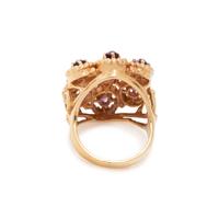 YELLOW GOLD, DIAMOND AND AMETHYST RING