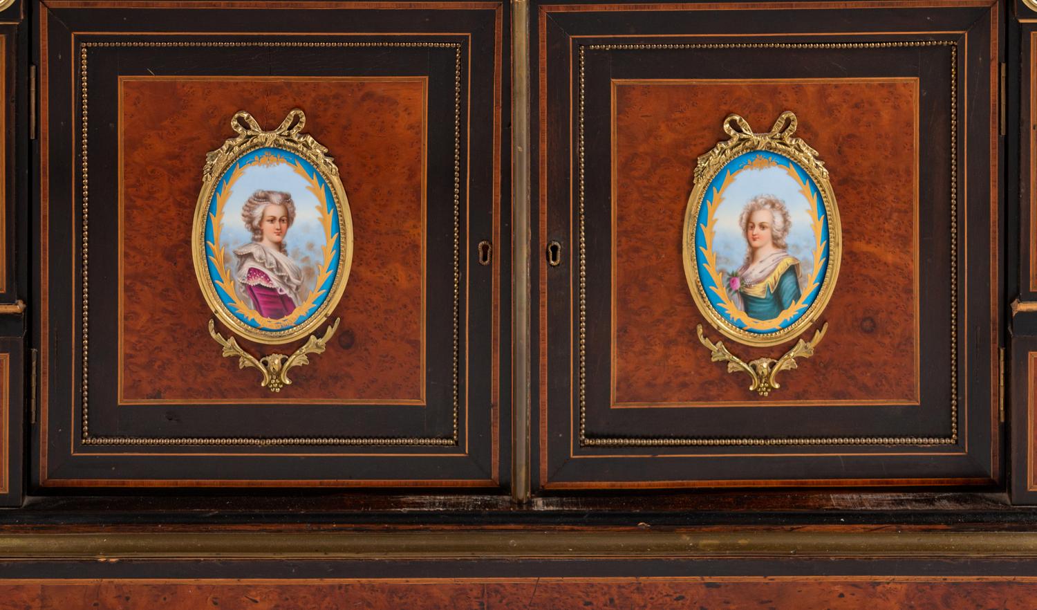 A French Gilt-Bronze and Porcelain Mounted Amboyna Étagère — LATE 19TH CENTURY