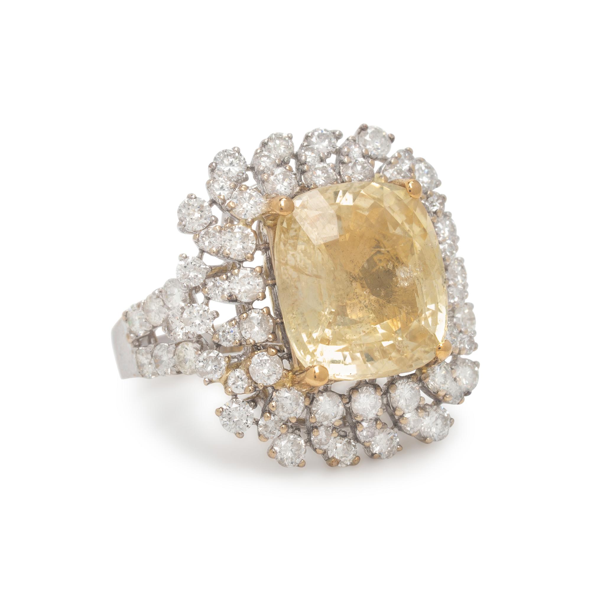 Yellow Sapphire and Diamond Ring