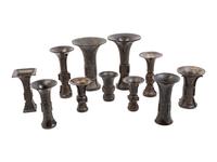 12 Chinese Bronze Gu Vases