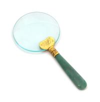 A Chinese Jadeite Inset Magnifying Glass Length 6 1/4 inches.