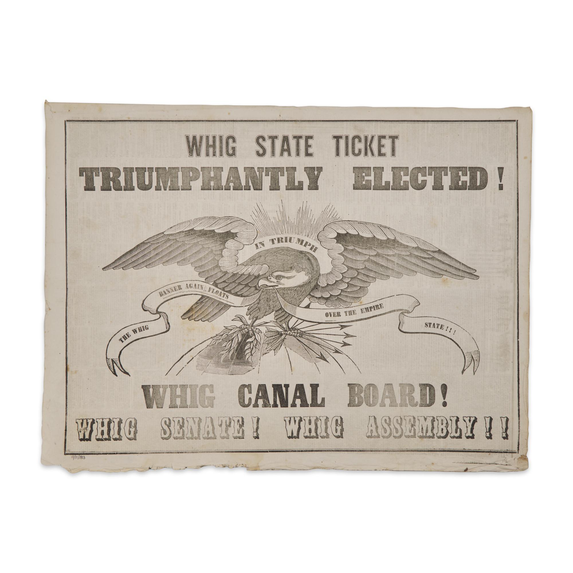 [American Newspapers] One of the Final Large Electoral Victories by the Declining Whig Party, Printing a Large and Impressive Victory Display