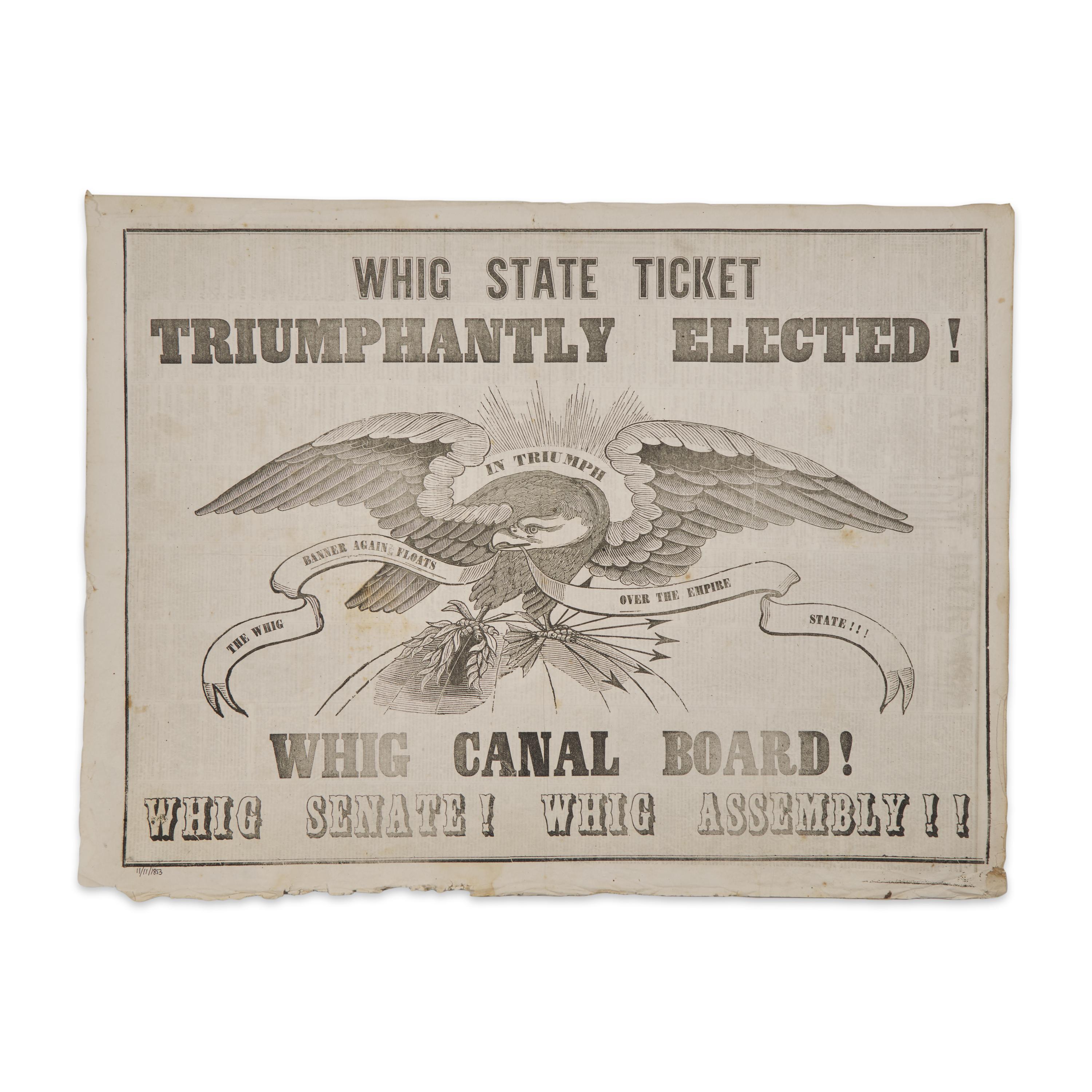 [American Newspapers] One of the Final Large Electoral Victories by the Declining Whig Party, Printing a Large and Impressive Victory Display