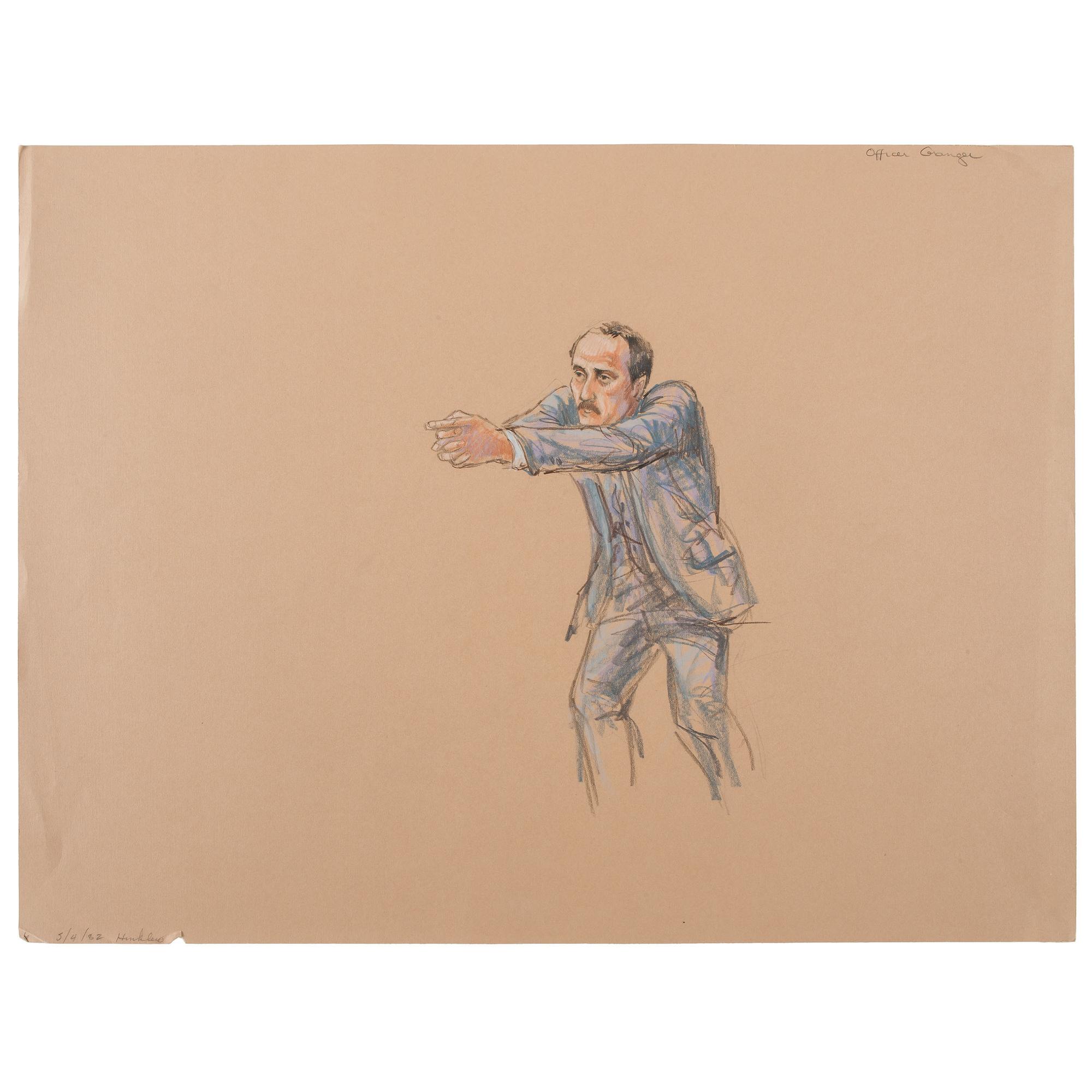 Joan Andrew, Washington Post and CNN Sketch Artist, 24 Original Sketches Documenting the Trial of John Hinckley, Jr., For his Attempted Assassination of Ronald Reagan