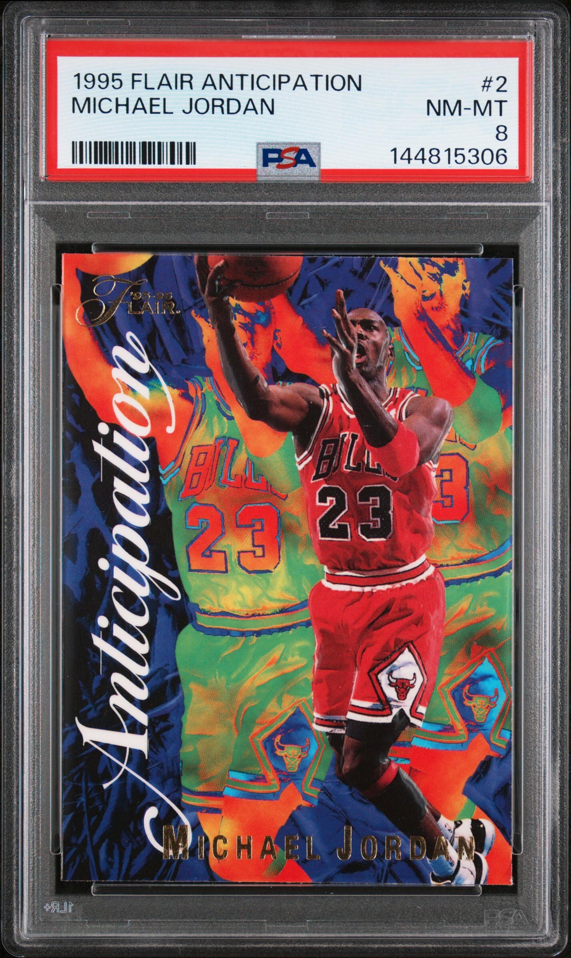 A 1995-96 Flair Michael Jordan Anticipation Basketball Card No. 2 (PSA 8 NM-MT)