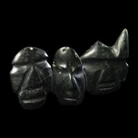 Three Mezcala Greenstone Mask Pendants
