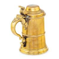 A George II Brass Covered Tankard