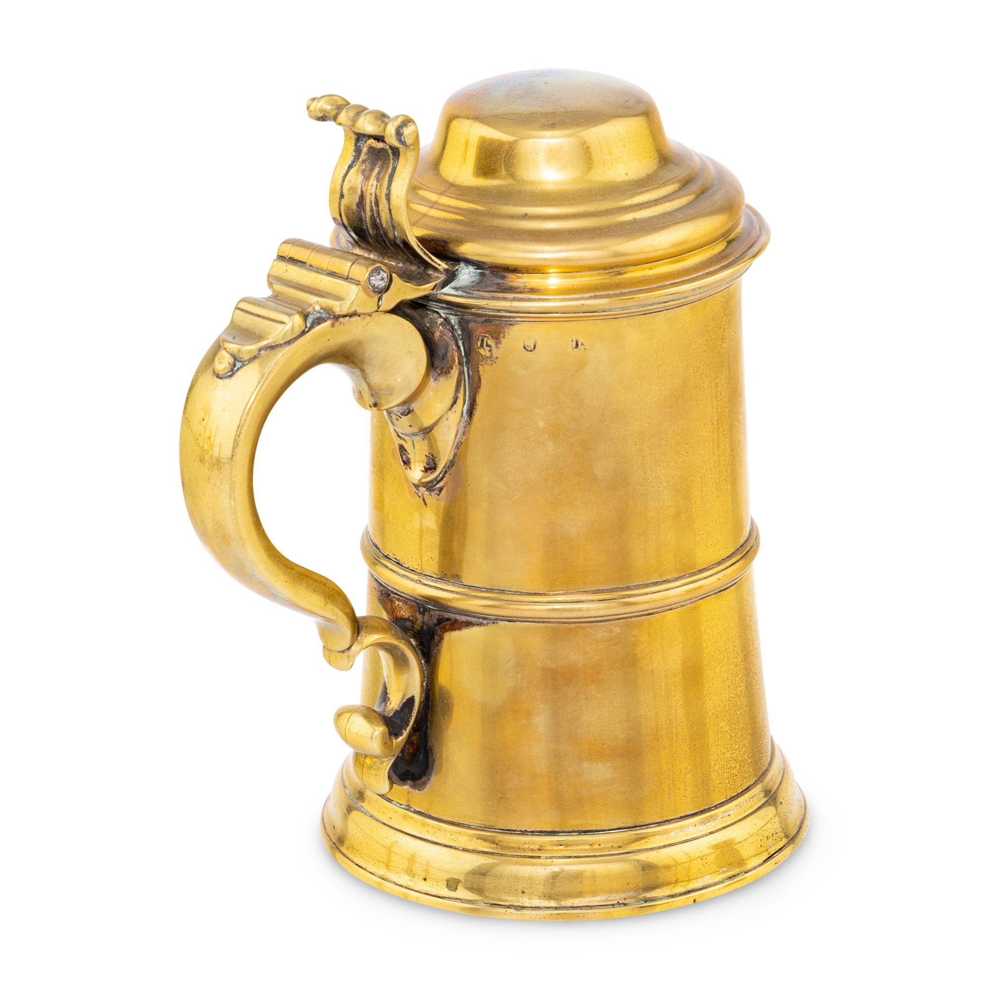 A George II Brass Covered Tankard