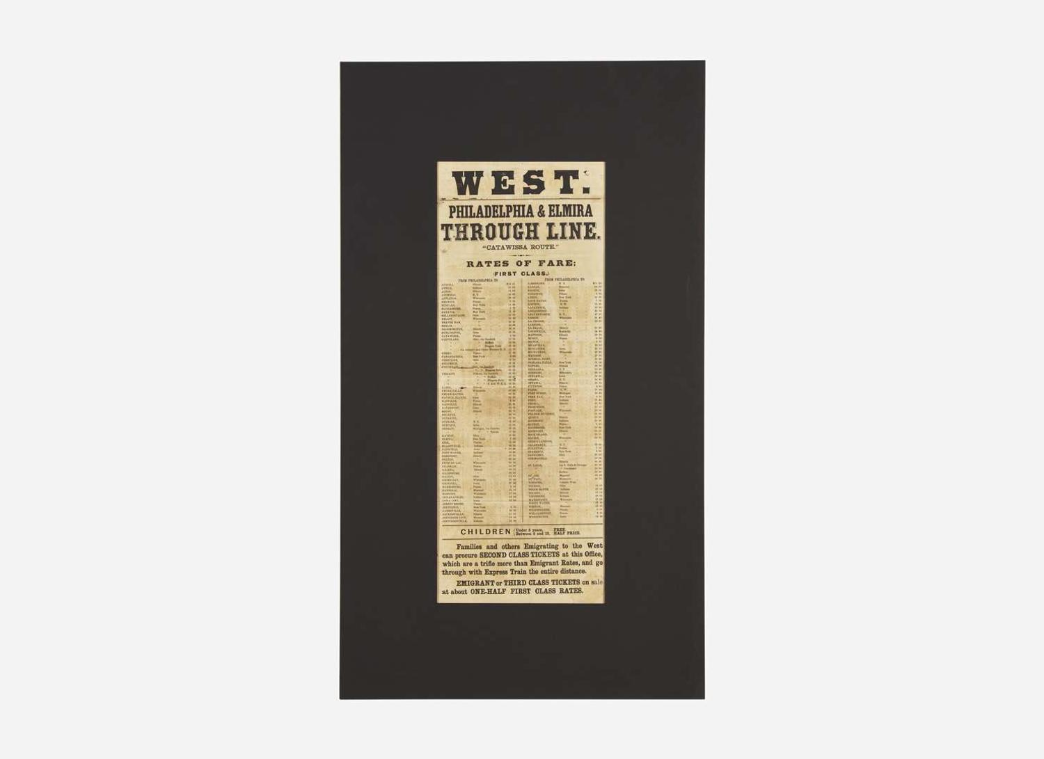 [Americana] [Oil Rush] Philad'a & Elmira Rail Road Line! "Catawissa Route." To All Points West Direct Route to the Oil Regions! Of Pennsylvania...