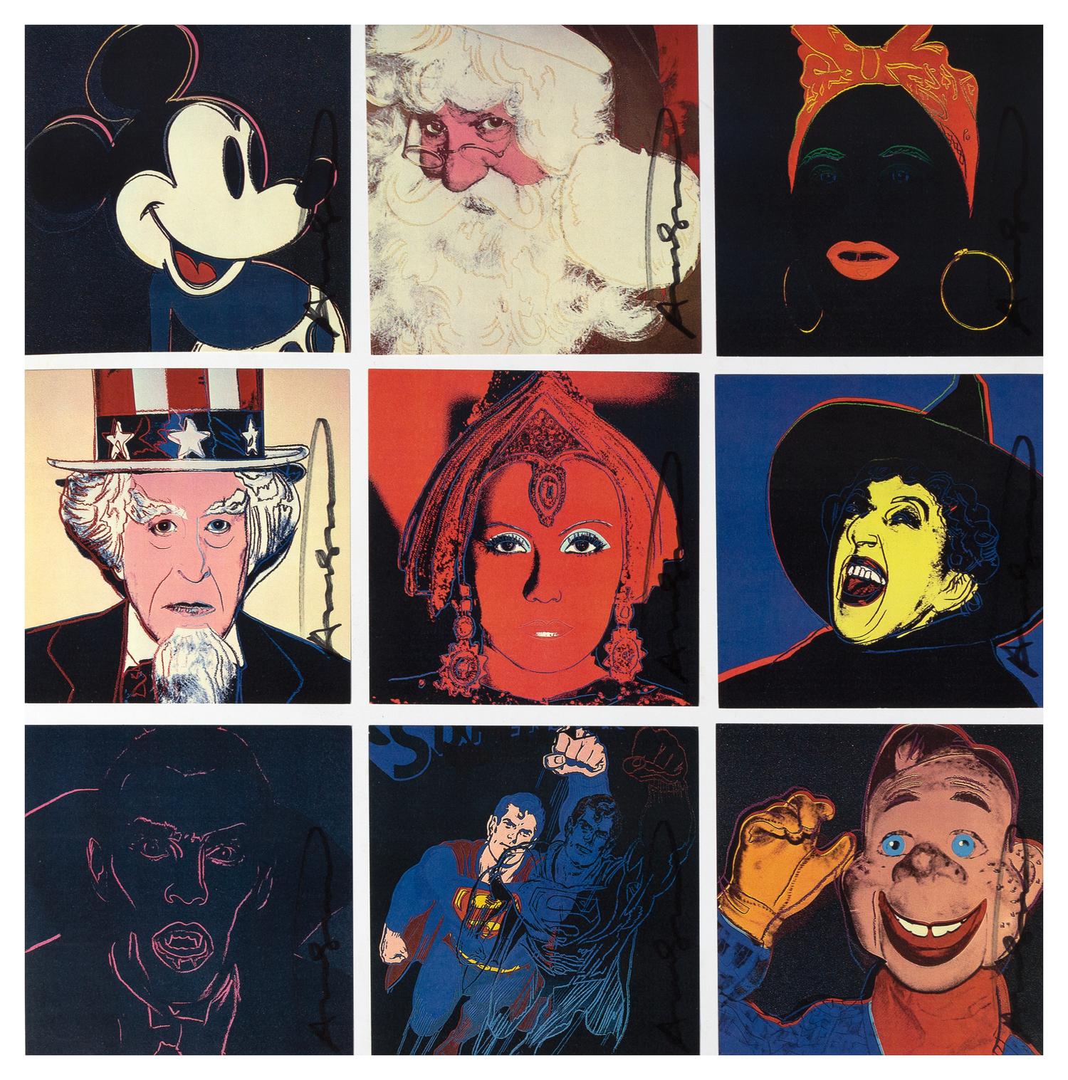 Andy Warhol, (American, 1928-1987), Myths, 1981 (set of ten announcement cards)