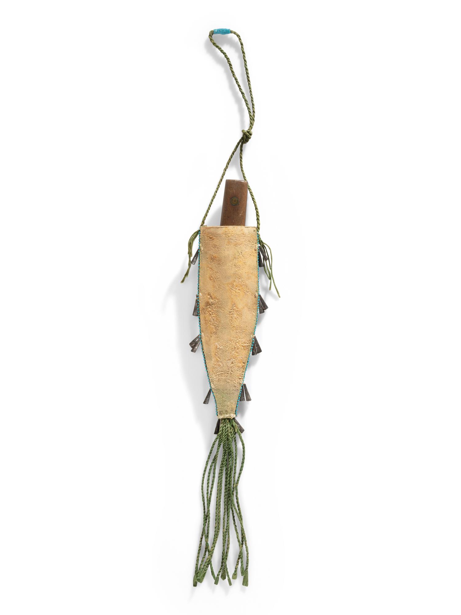 Central Plains Beaded Hide Neck Knife Sheath, with Knife