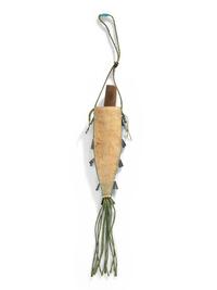 Central Plains Beaded Hide Neck Knife Sheath, with Knife
