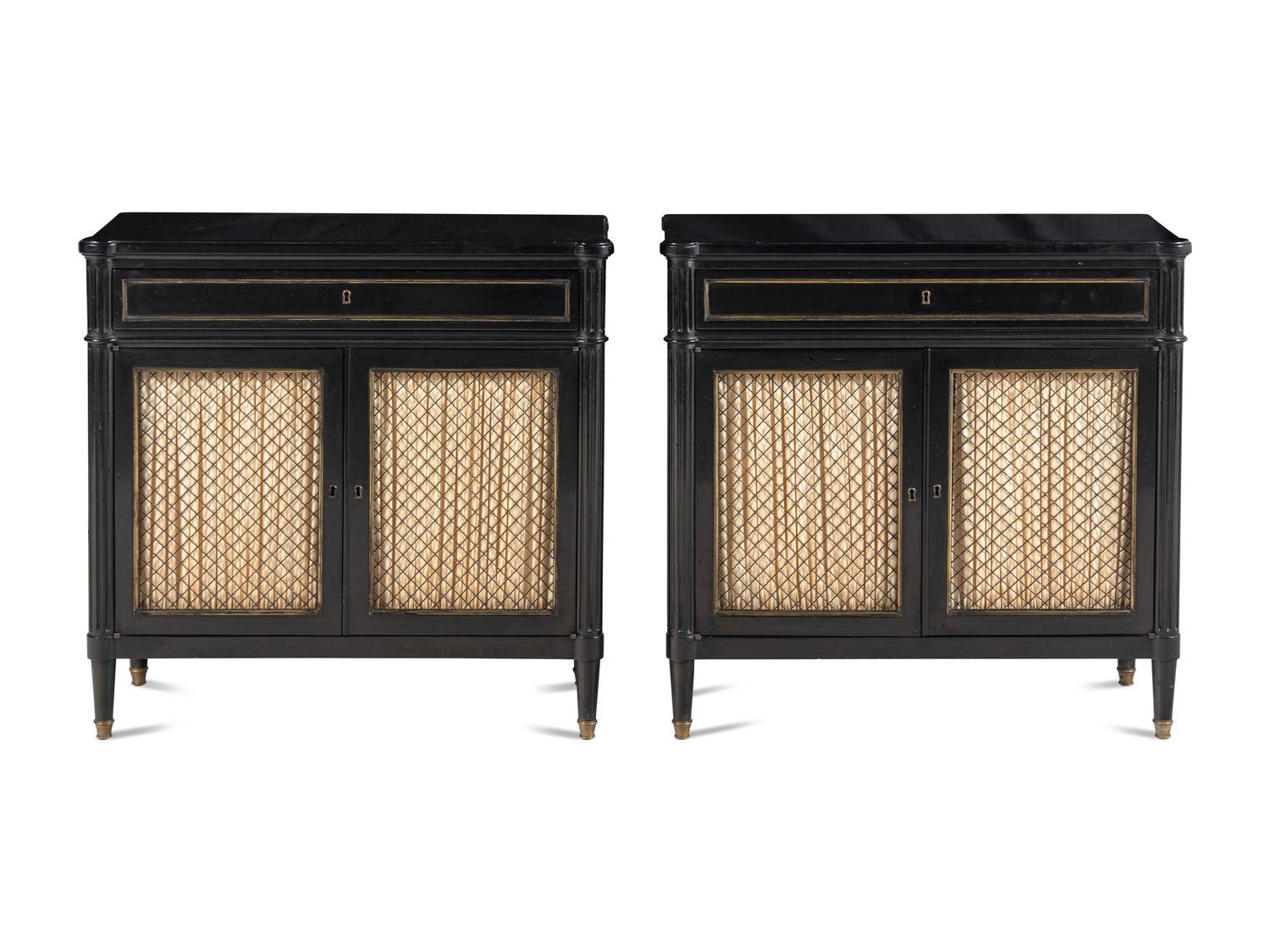 A Pair of Louis XVI Style Ebonized Cabinets