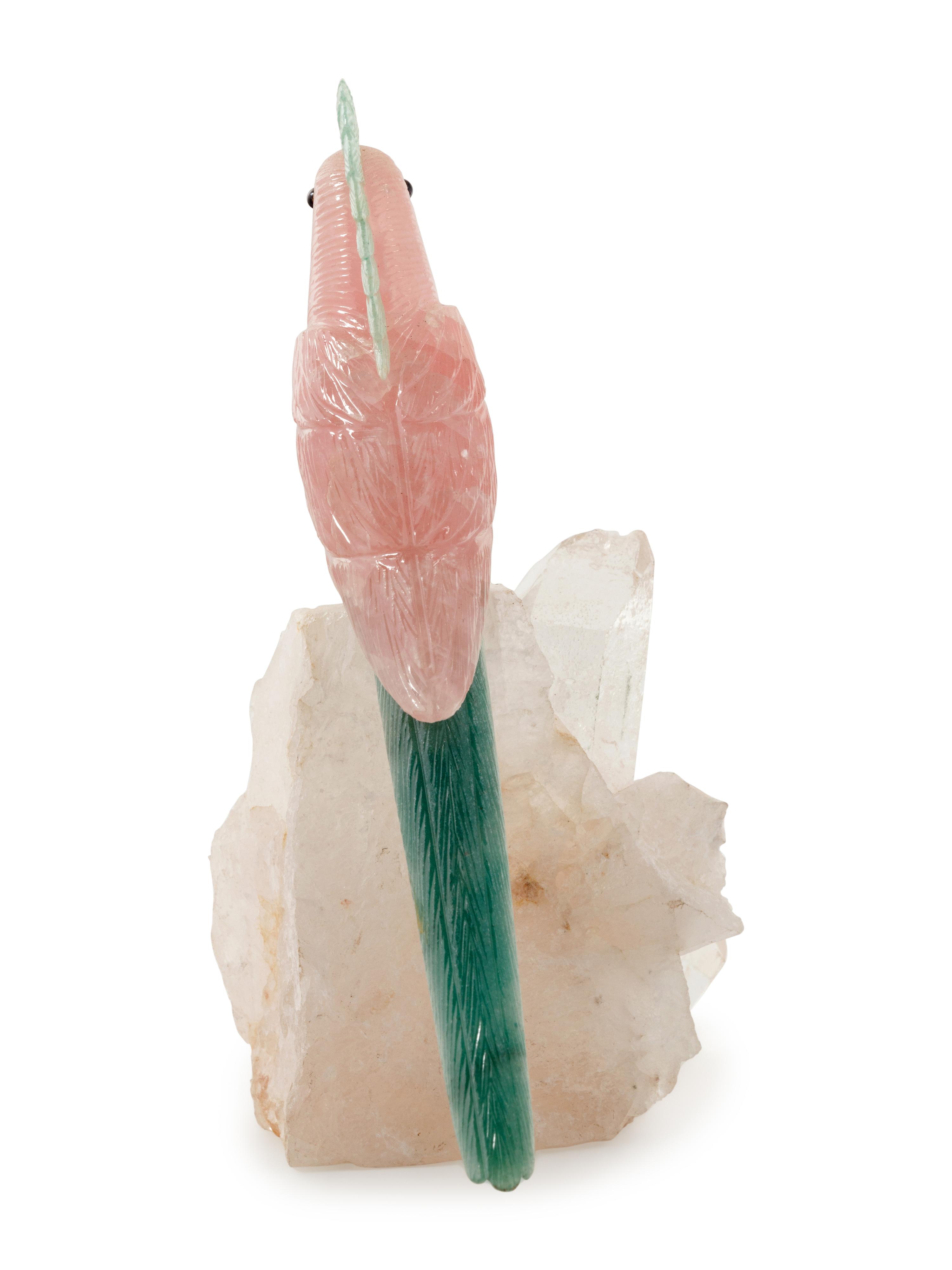 A Hardstone Figure of a Cockatoo