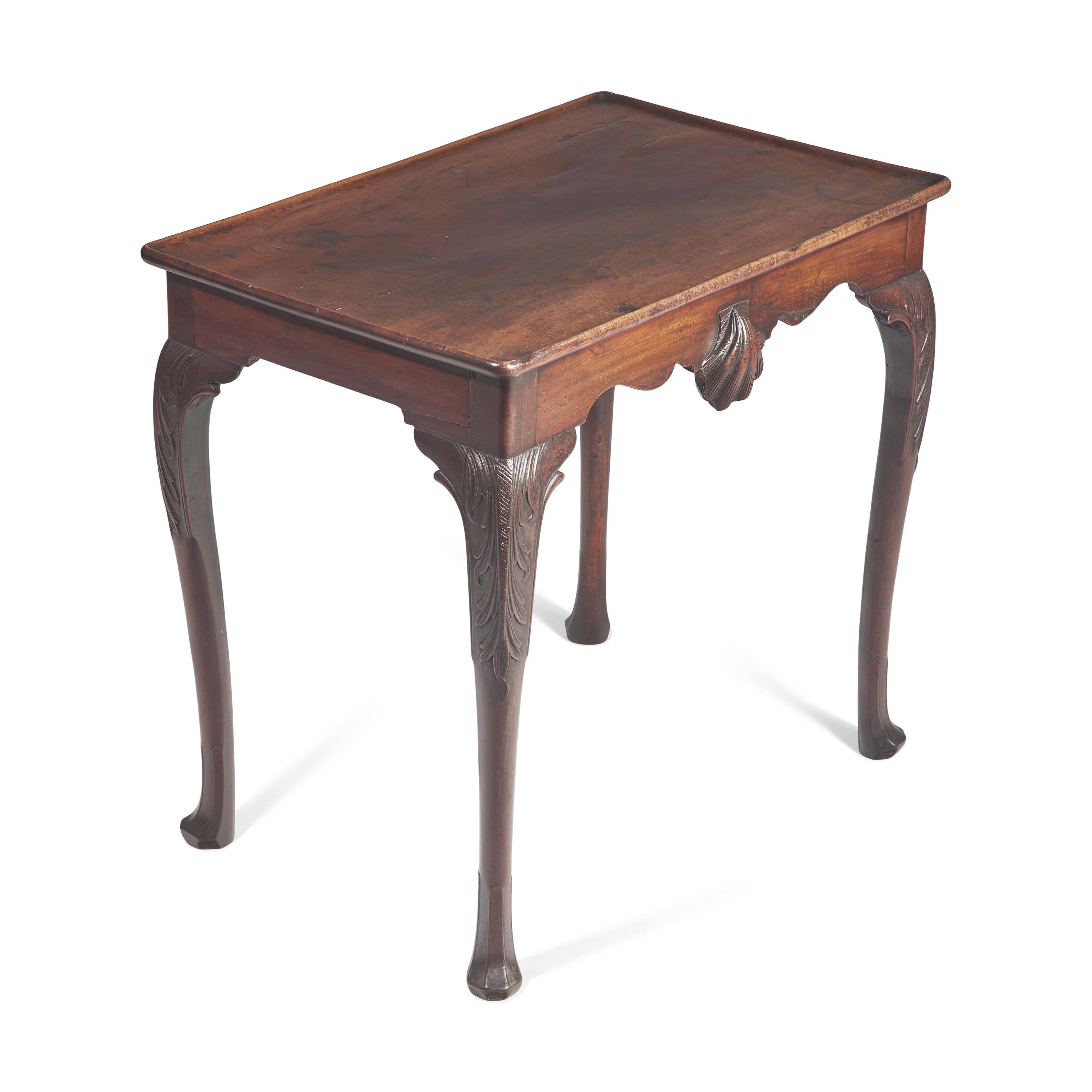 An Irish George II Carved Mahogany Dished Top Tea Table