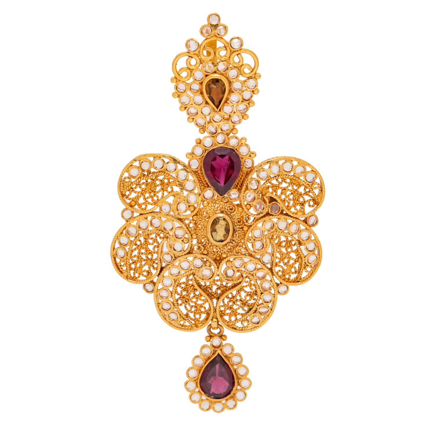 HIGH KARAT GOLD AND GEMSTONE PENDANT