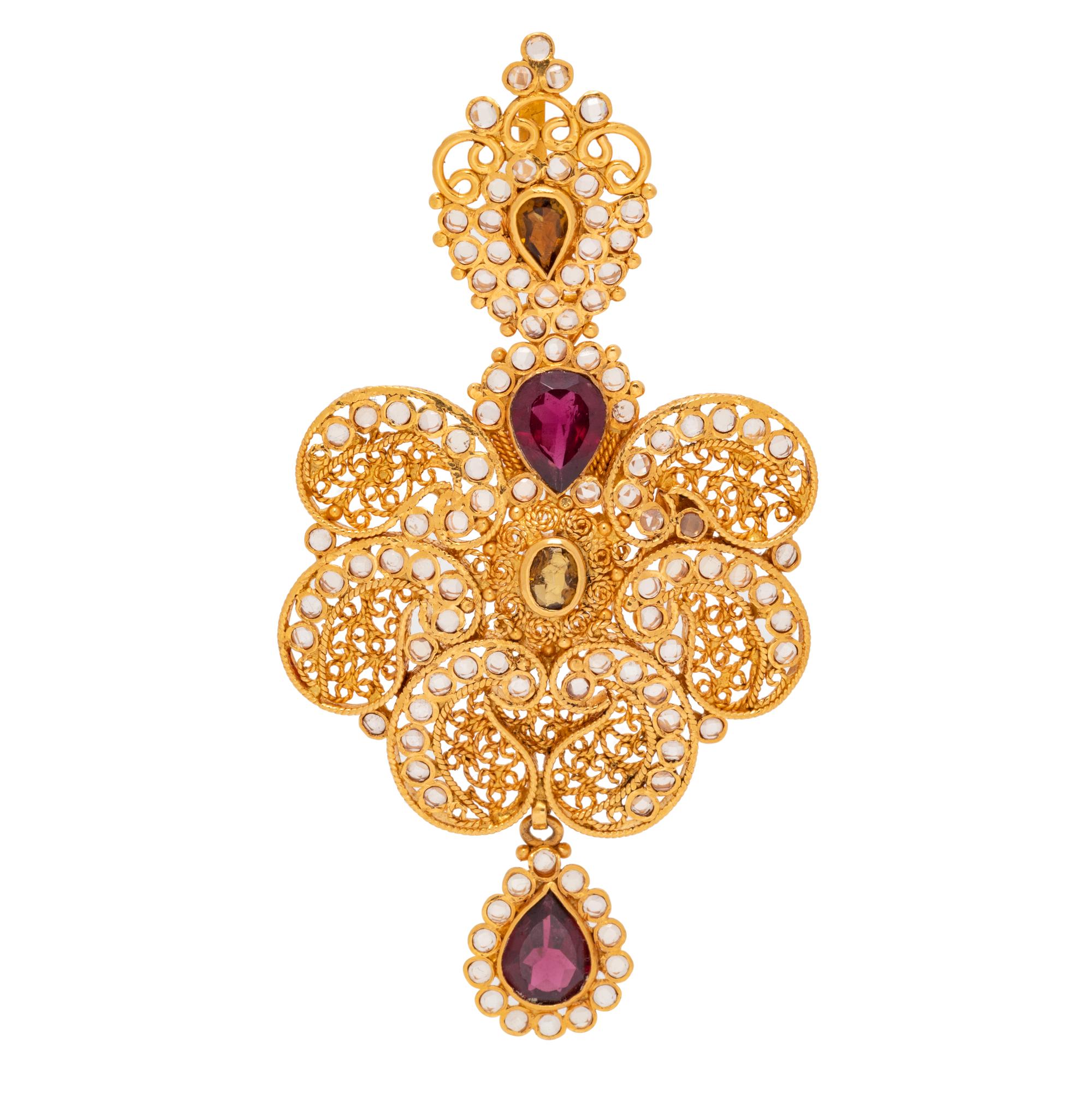 HIGH KARAT GOLD AND GEMSTONE PENDANT