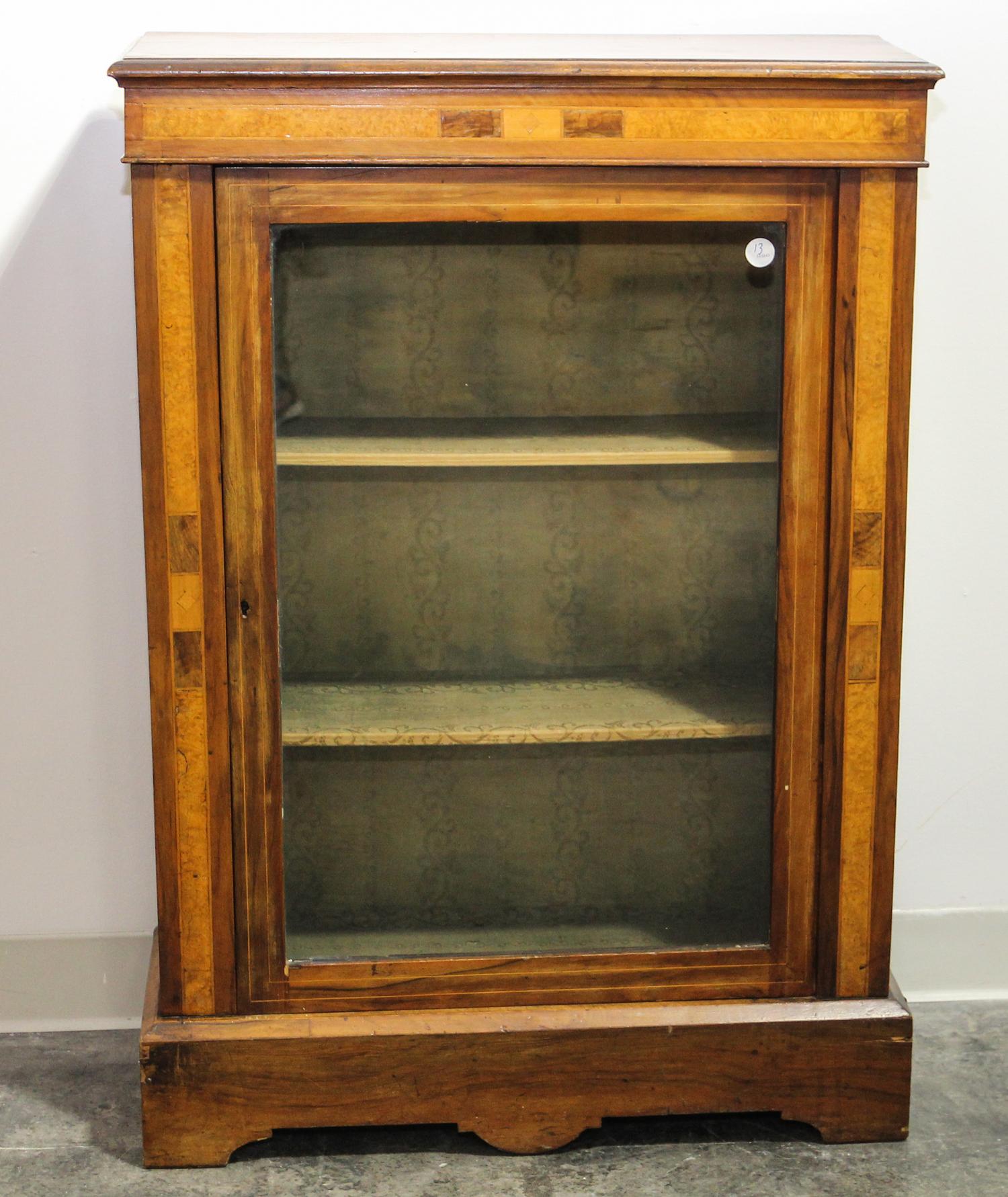 A Walnut Display Cabinet Height 39 x width 28 x depth 11 inches. — 19TH CENTURY
