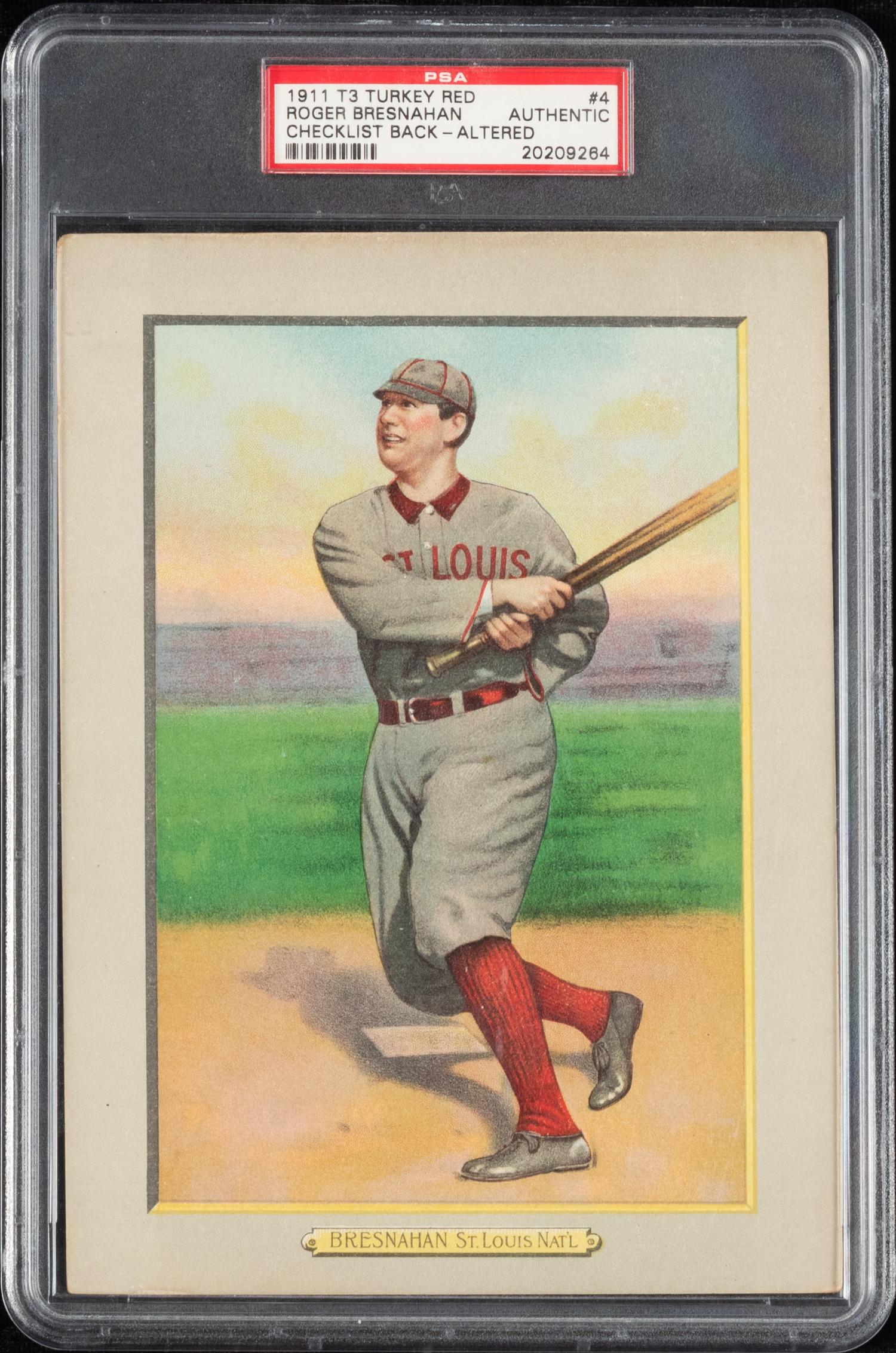 A 1911 T3 Turkey Red Cabinets Roger Bresnahan Baseball Card (PSA Authentic) Checklist Back
