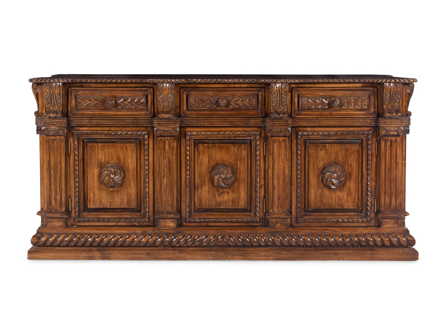 An Italian Baroque Style Walnut Serving Cabinet