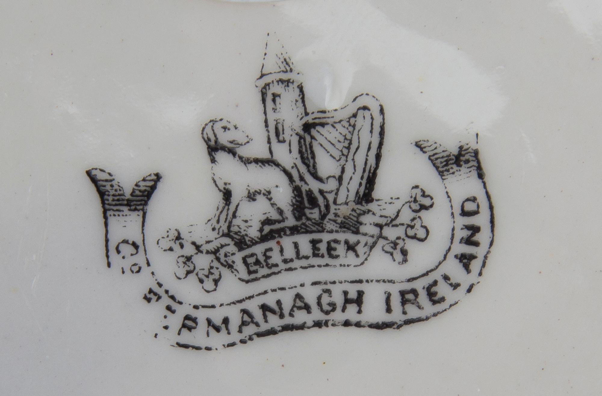 An Assembled Belleek Neptune Tea Service, Width of tray 17 inches.