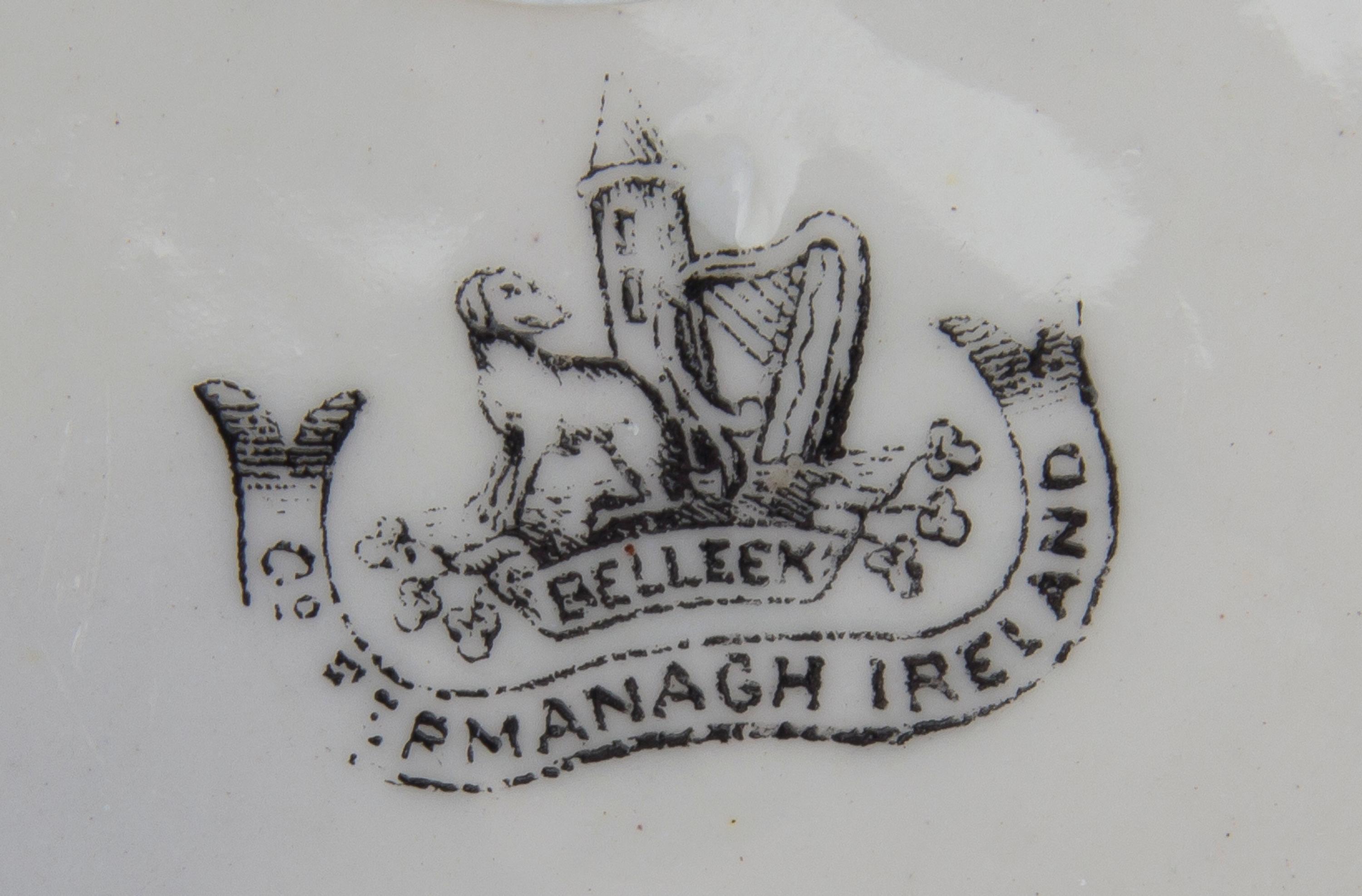 An Assembled Belleek Neptune Tea Service, Width of tray 17 inches.