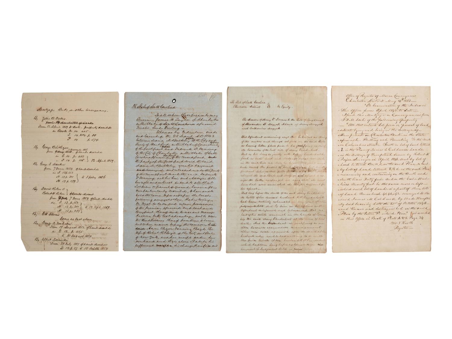 [SOUTH CAROLINA]. Group of 19th-century legal documents, including:
