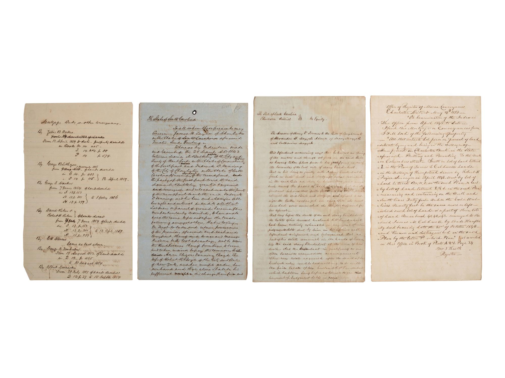 [SOUTH CAROLINA]. Group of 19th-century legal documents, including: