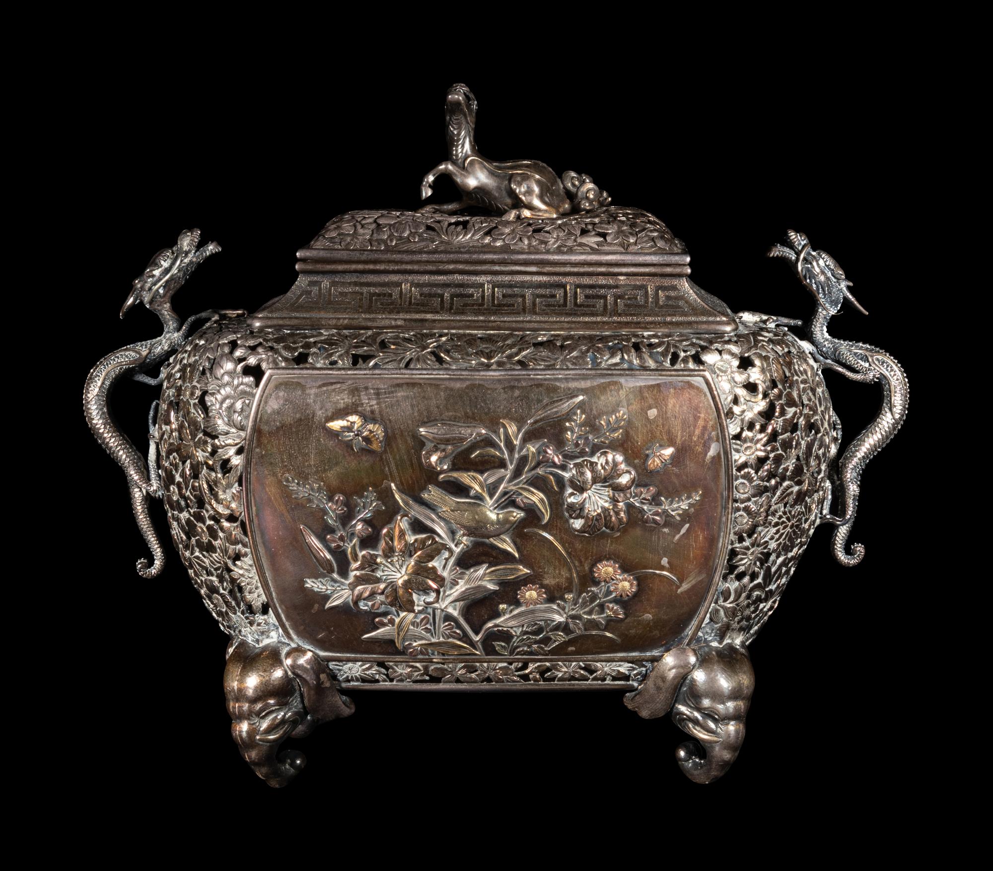 A Fine Mixed-Metal Incense Burner and Cover, Koro