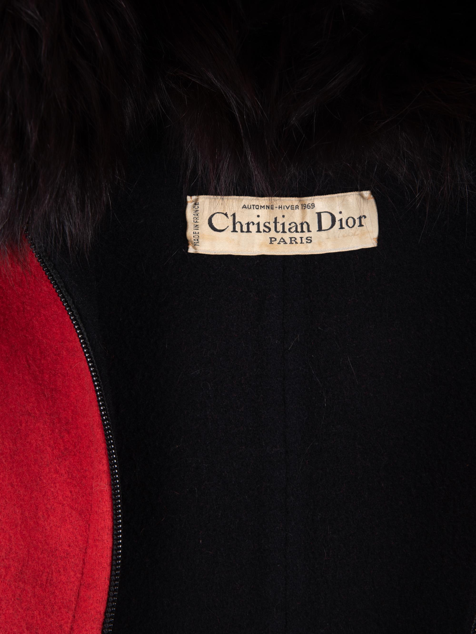 Christian Dior Haute Couture Wool Coat with Fox Fur Collar, Fall/Winter 1969