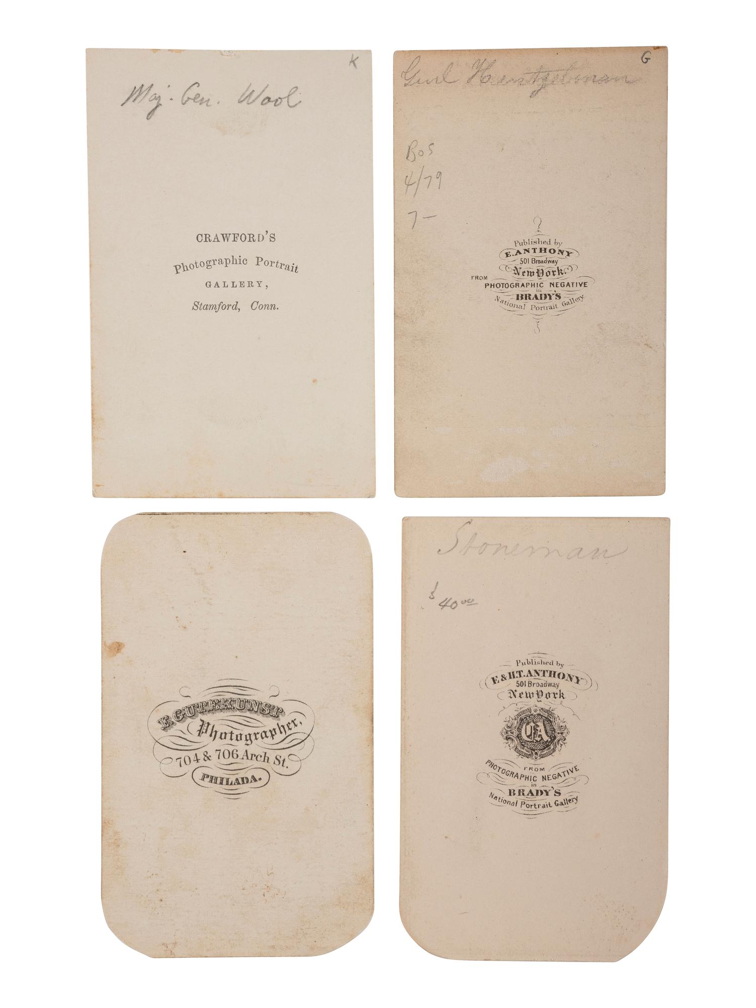 [CIVIL WAR - ARMY OF THE POTOMAC]. A group of 14 CDVs of Union generals, incl. Sheridan, McClellan, Sherman, Burnside, and Stoneman.