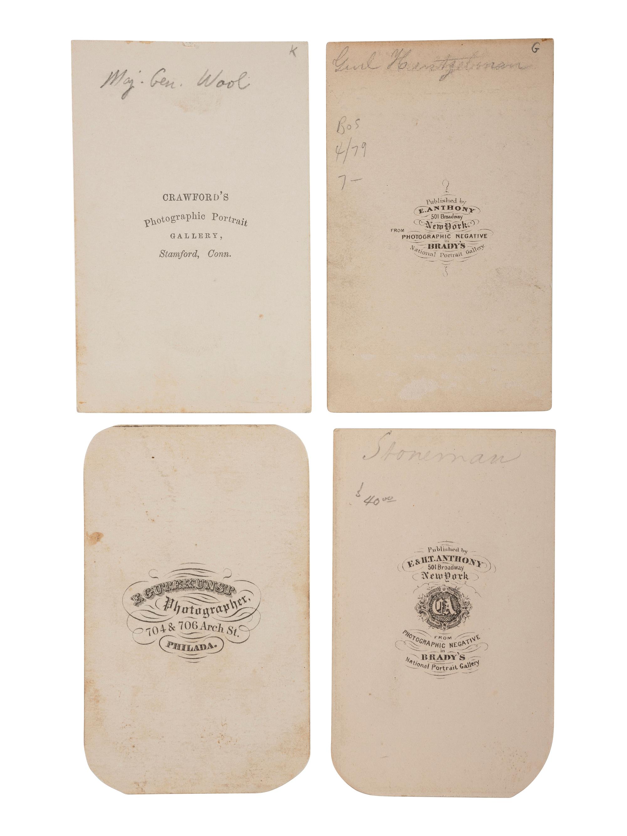 [CIVIL WAR - ARMY OF THE POTOMAC]. A group of 14 CDVs of Union generals, incl. Sheridan, McClellan, Sherman, Burnside, and Stoneman.
