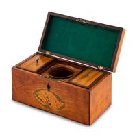 A Regency Satinwood and Marquetry Tea Caddy