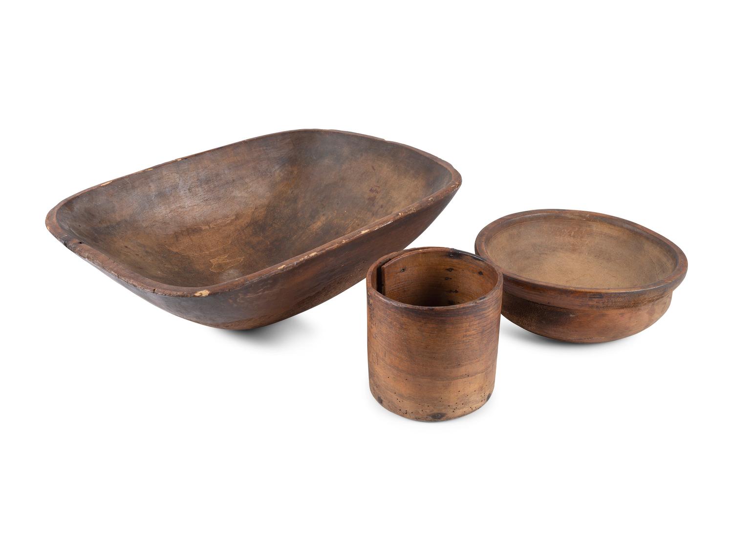 Two Bread Bowls and a 1/2 Gallon Bentwood Container