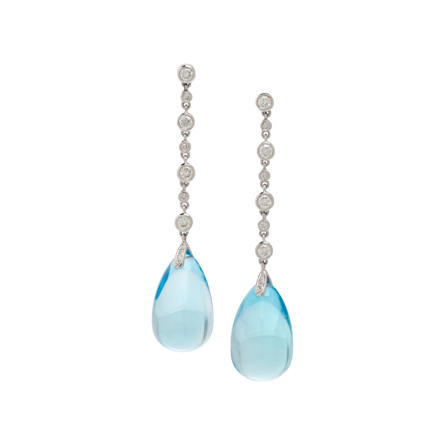 BLUE TOPAZ AND DIAMOND EARRINGS