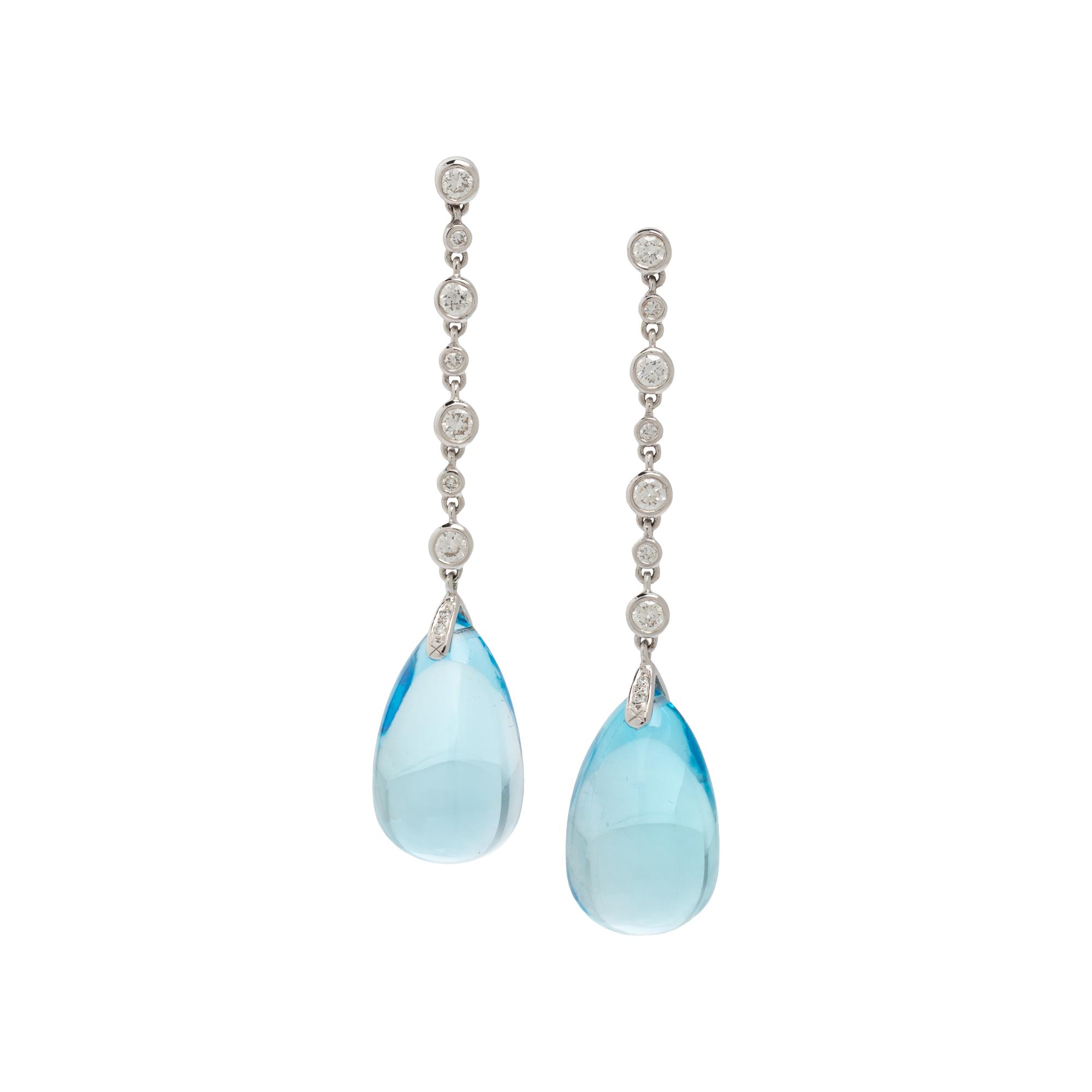 BLUE TOPAZ AND DIAMOND EARRINGS