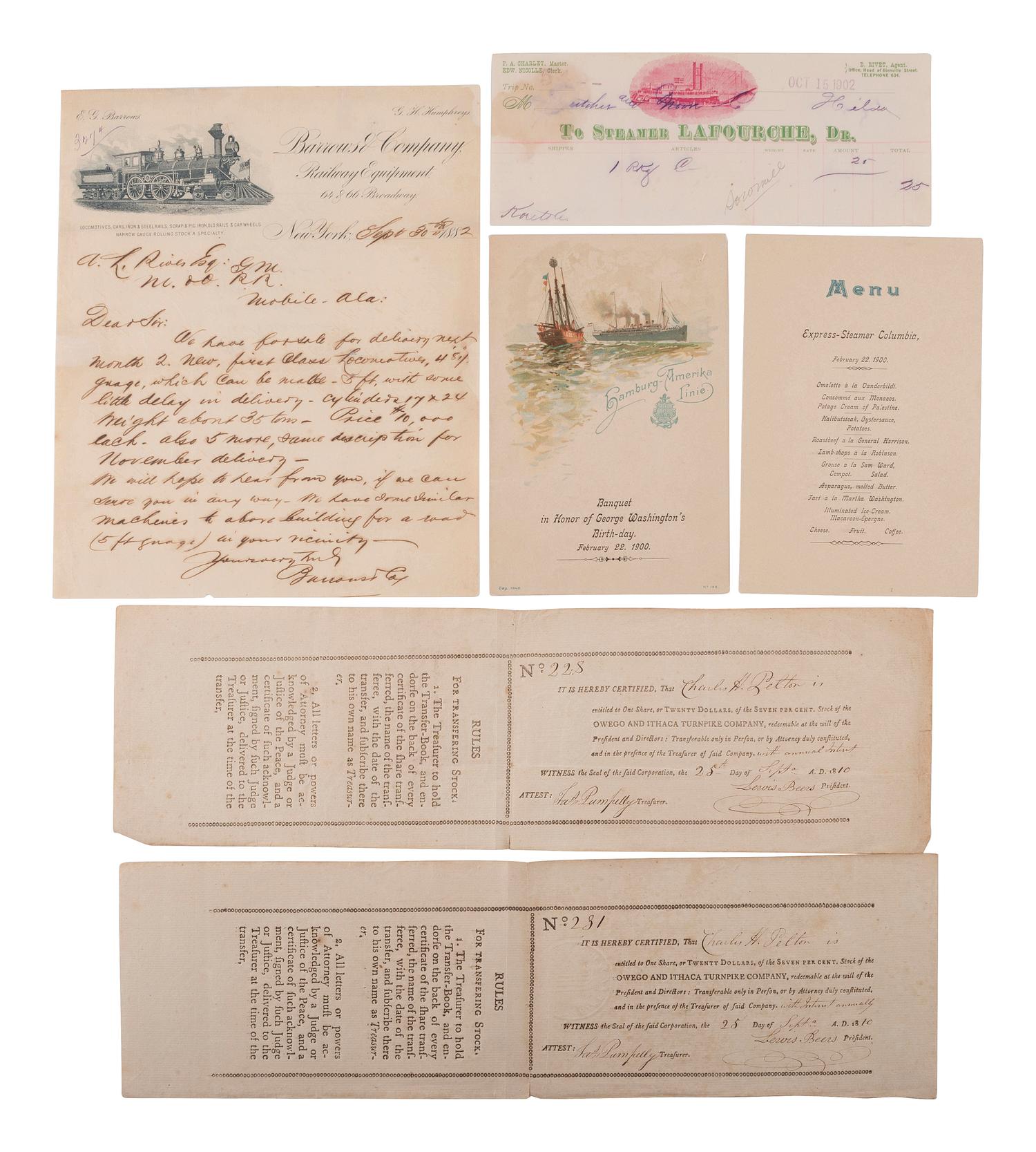 [TRANSPORTATION]. Ephemera associated with various forms of transportation.
