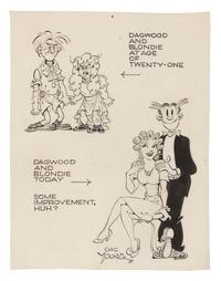 YOUNG, Chic (1901-1973). Original pencil and ink drawing on bristol board, blue pencil editor's border and note, signed lower margin.