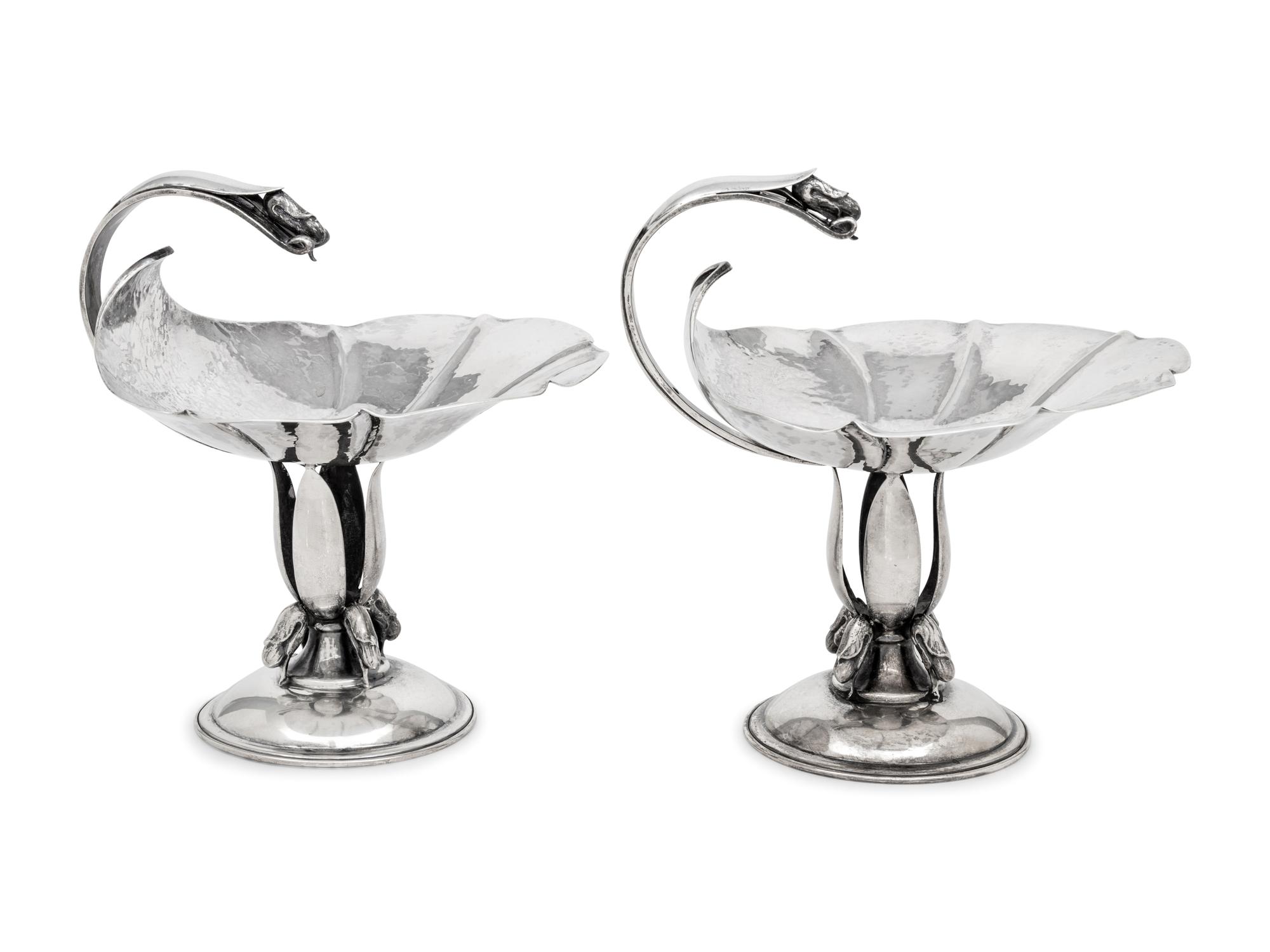 A Pair of Carl Poul Petersen Canadian Silver Compotes
