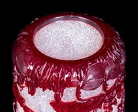 Two Chinese Ruby-Red Overlay Snowflake Ground Glass Vessels