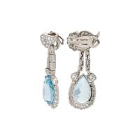 AQUAMARINE AND DIAMOND PENDANT EARRINGS