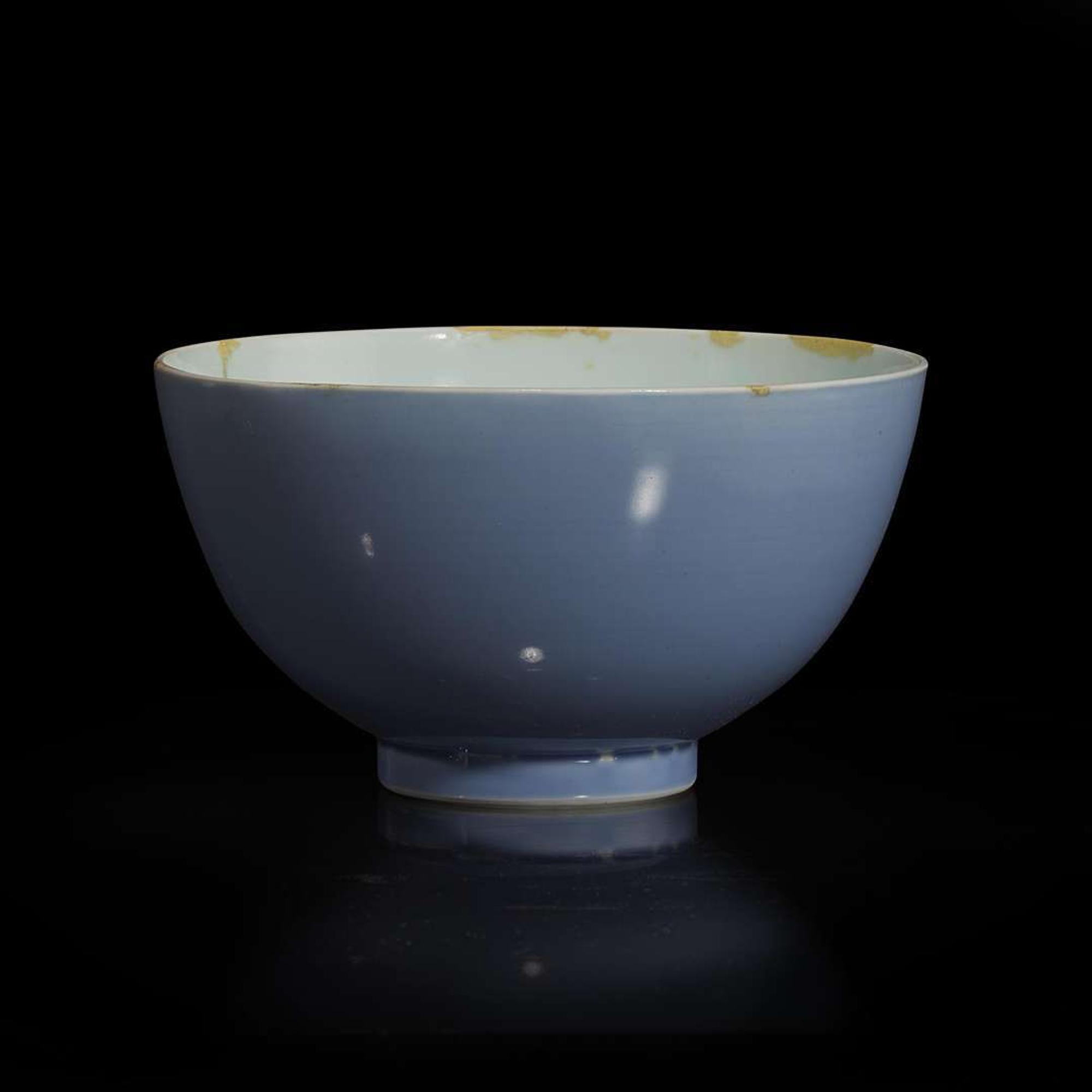 A Chinese pale blue glazed porcelain bowl 天蓝釉碗 Yongzheng six-character mark, and possibly of the period ????? ????