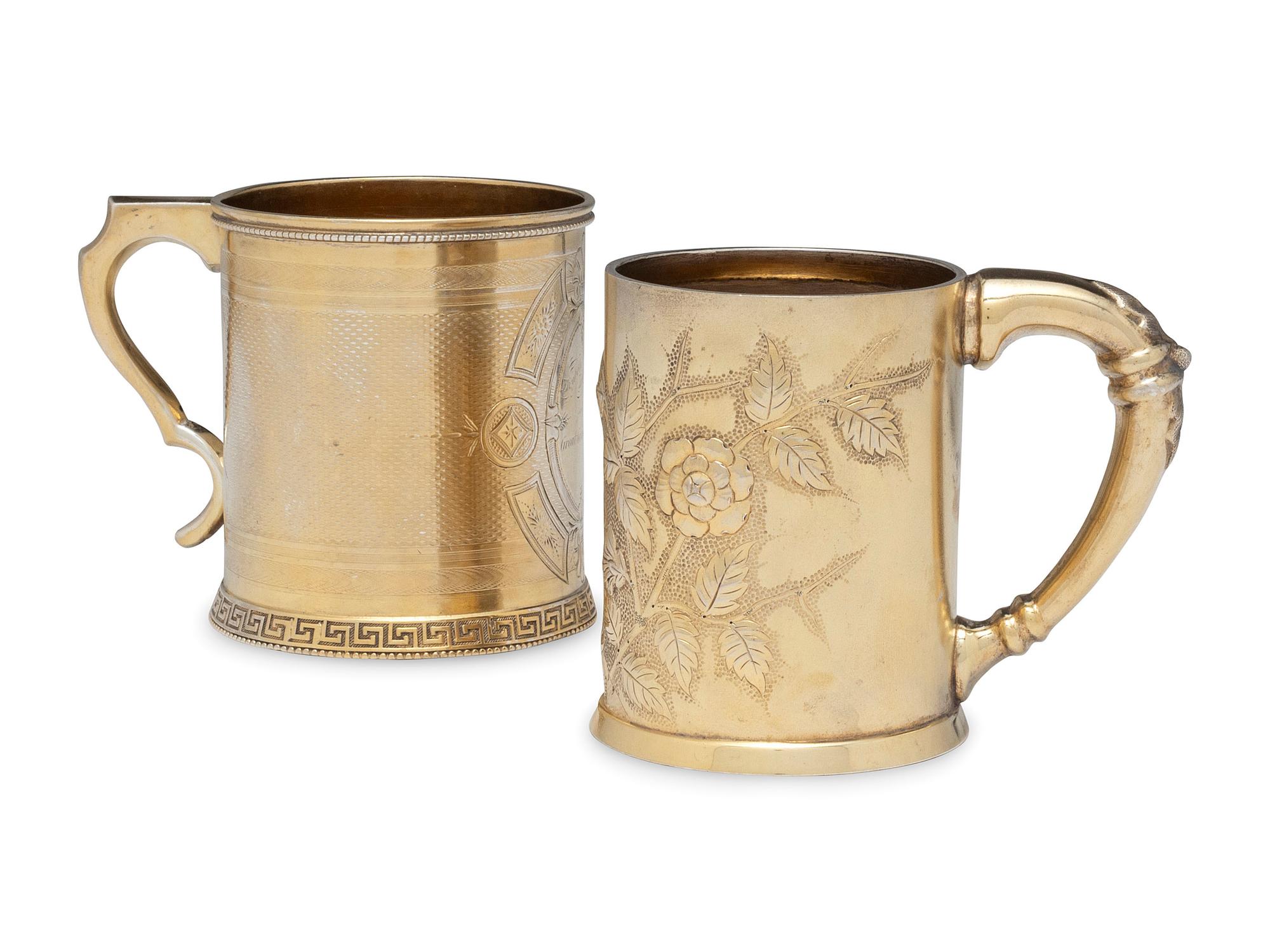 Two American Silver-Gilt Mugs